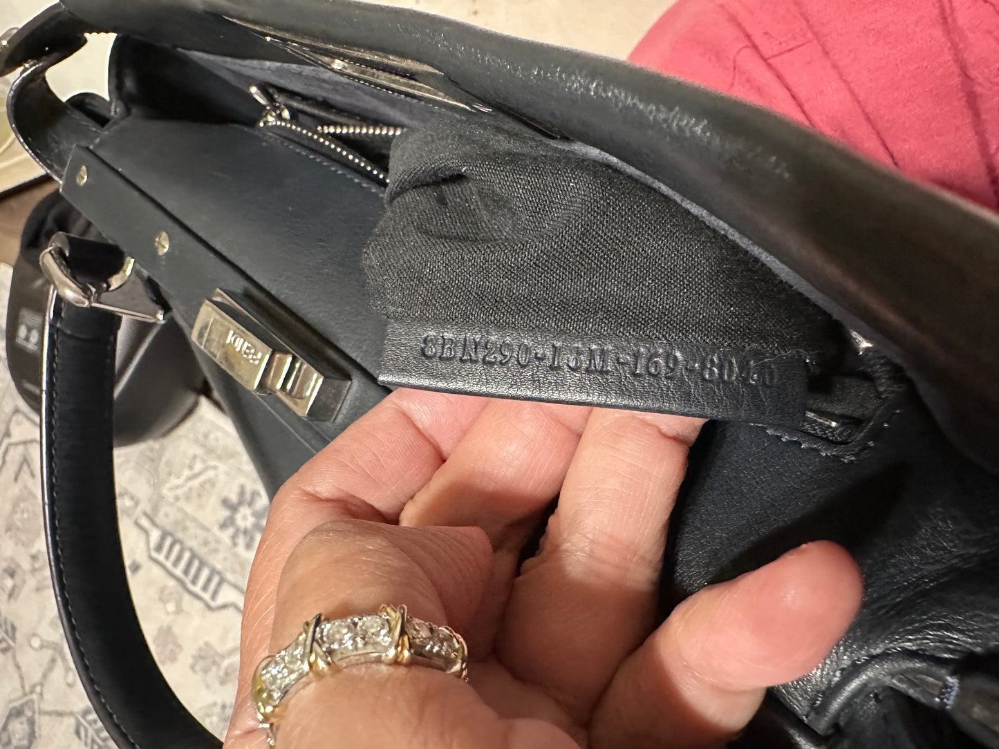 Fendi Peekaboo Medium Leather Satchel in Dark Navy Blue