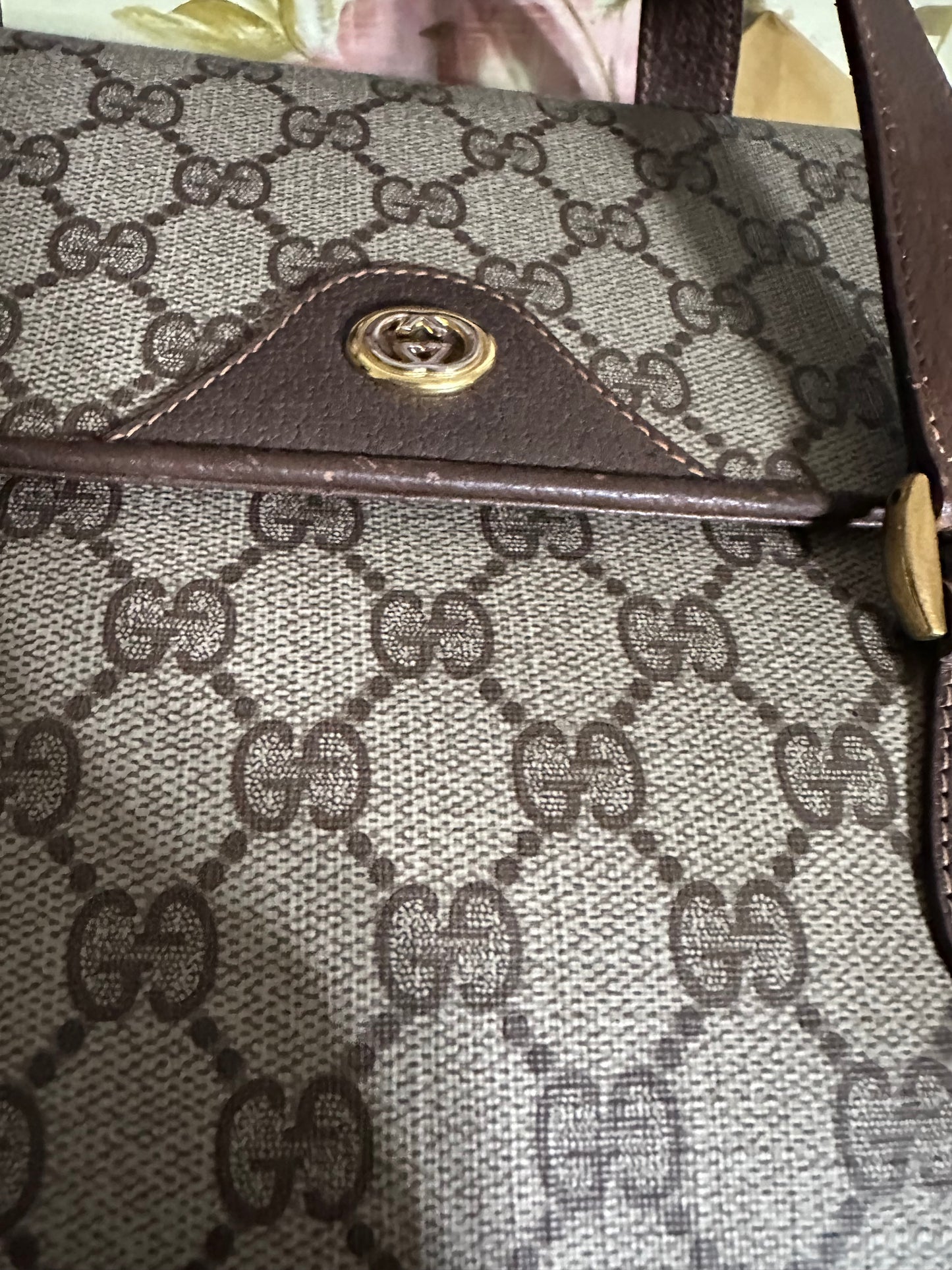 Vintage Gucci GG Supreme Monogram Canvas Flap Shoulder Bag
