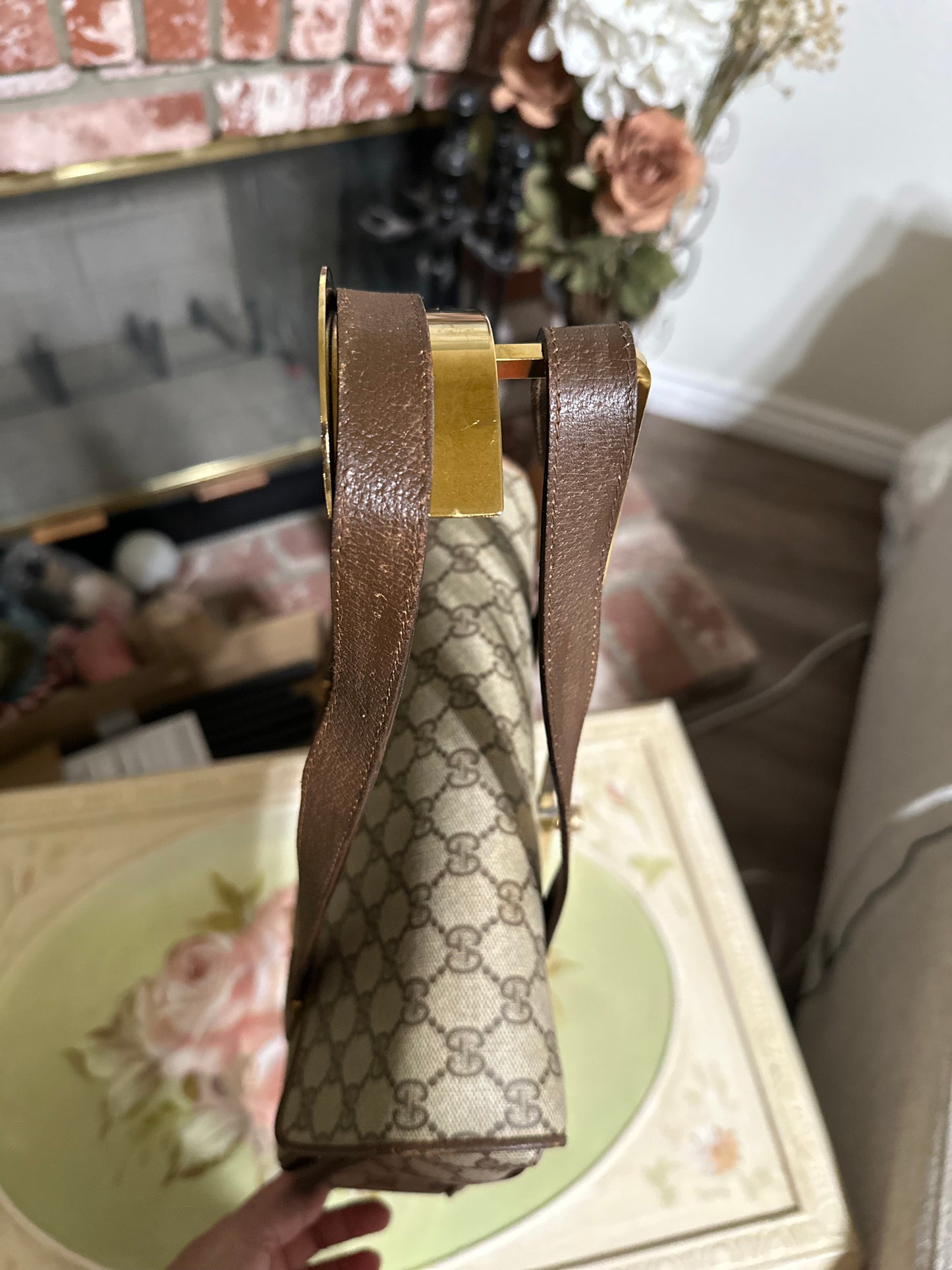 Vintage Gucci GG Supreme Monogram Canvas Flap Shoulder Bag