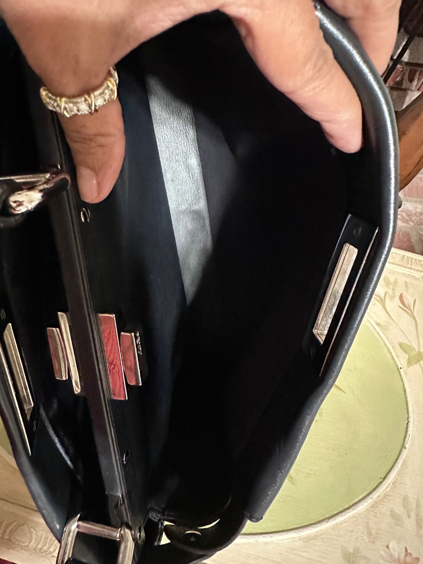 Fendi Peekaboo Medium Leather Satchel in Dark Navy Blue