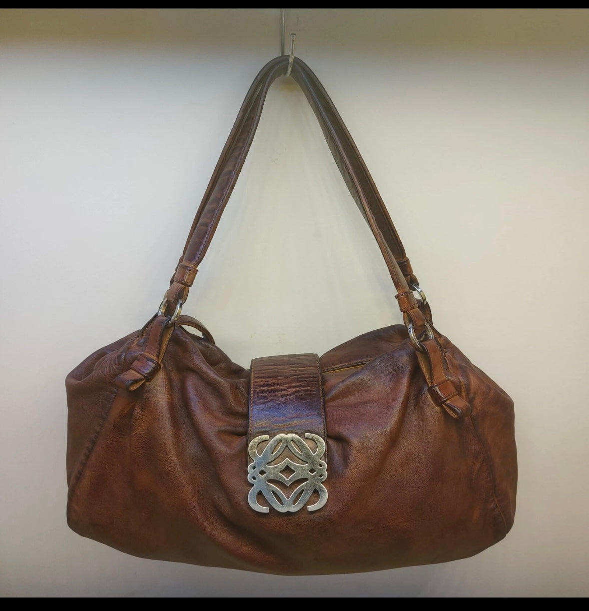 LOEWE Archive Brown & Black Two-Tone Leather Shoulder Bag