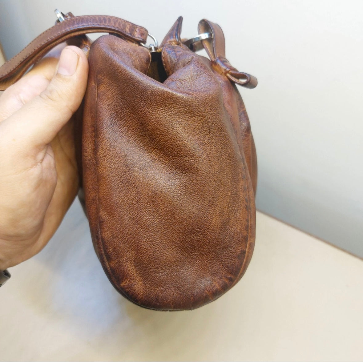 LOEWE Archive Brown & Black Two-Tone Leather Shoulder Bag