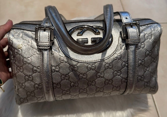 ✨ Gucci Guccissima Silver Mini Boston Bag – Limited Edition ✨