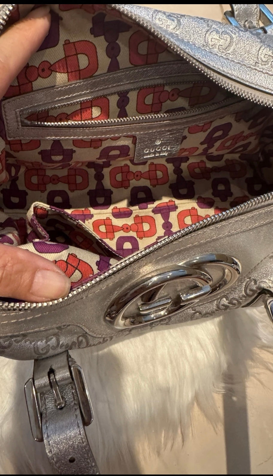 ✨ Gucci Guccissima Silver Mini Boston Bag – Limited Edition ✨