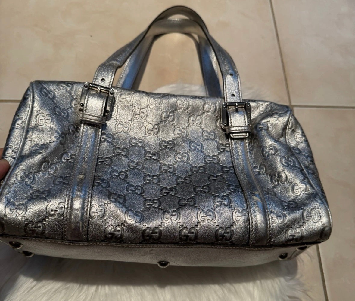 ✨ Gucci Guccissima Silver Mini Boston Bag – Limited Edition ✨