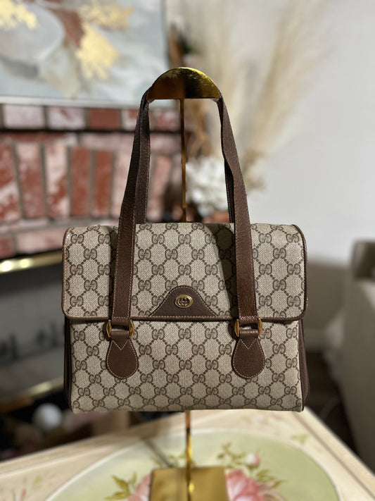 Vintage Gucci GG Supreme Monogram Canvas Flap Shoulder Bag