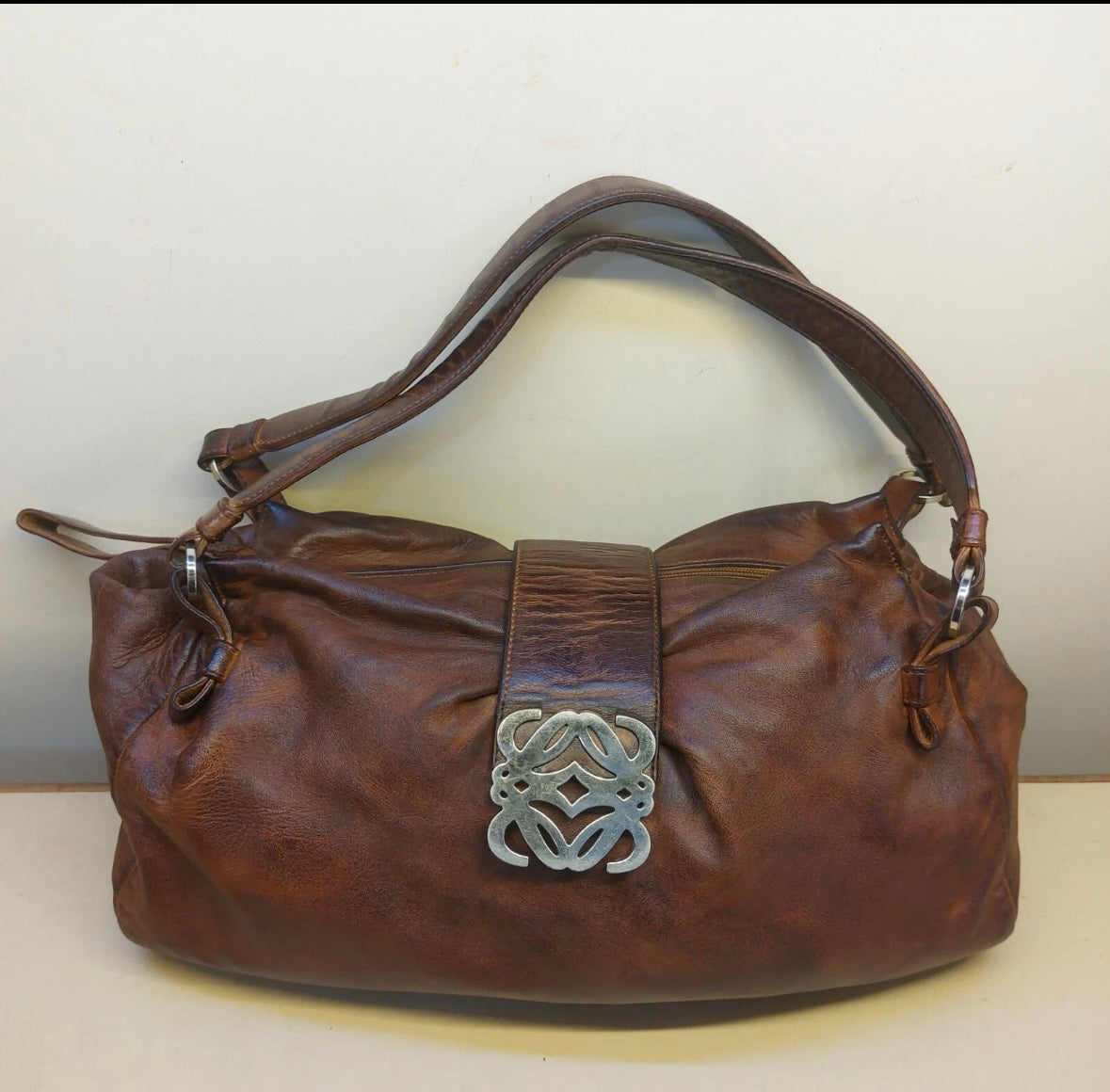 LOEWE Archive Brown &amp; Black Two-Tone Leather Shoulder Bag