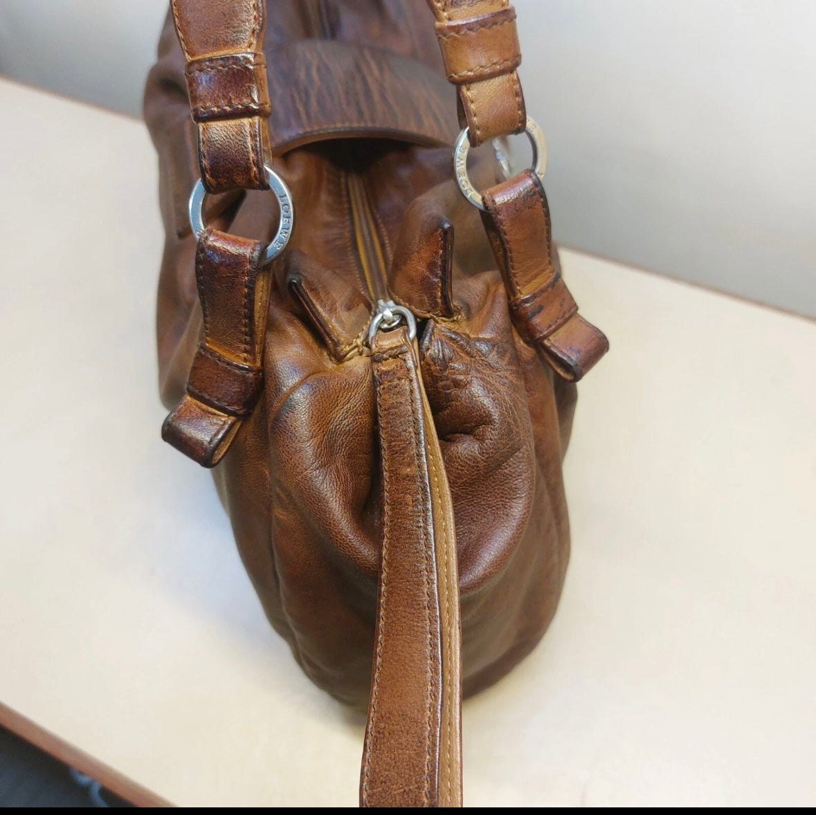 LOEWE Archive Brown &amp; Black Two-Tone Leather Shoulder Bag