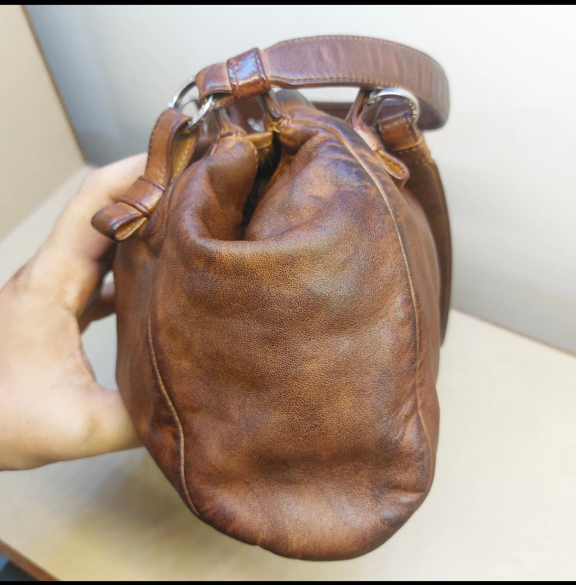 LOEWE Archive Brown &amp; Black Two-Tone Leather Shoulder Bag