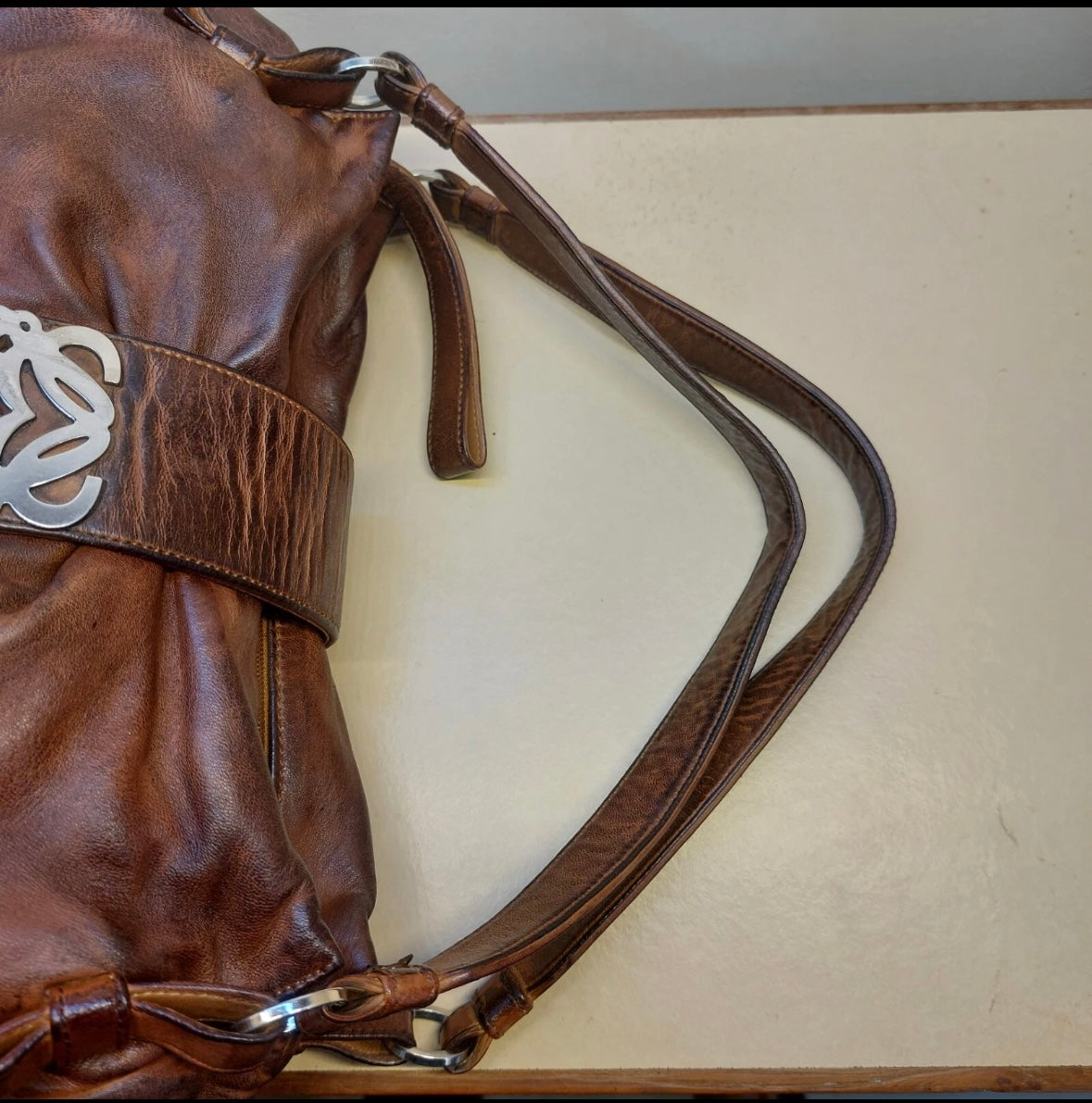 LOEWE Archive Brown &amp; Black Two-Tone Leather Shoulder Bag