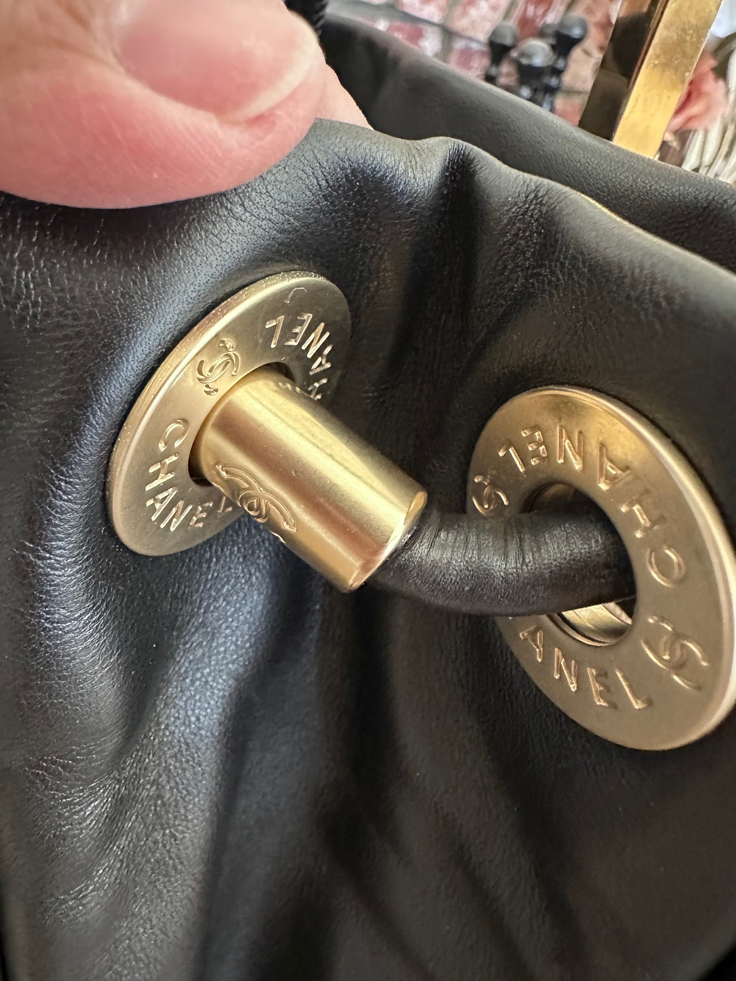 Rare Find – Chanel Camellia Black Lambskin Tote Bag with Logo Detail
